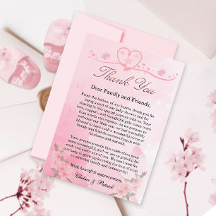 Tarjeta De Agradecimiento Elegante y moderno color rosa de Rubor floreciendo