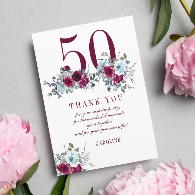 Tarjeta De Agradecimiento Elegante y moderno cumpleaños número 50 (Subido por el creador)