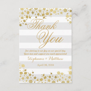 Tarjeta De Agradecimiento Elegante y moderno Faux Gold Splatters y Stripes