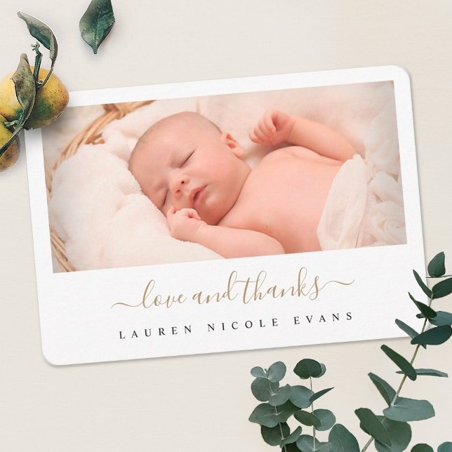 Tarjeta De Agradecimiento Elegante y moderno guión de oro de Baby Shower (Subido por el creador)