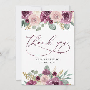 Tarjeta De Agradecimiento Elegante y moderno matrimonio botánico floral