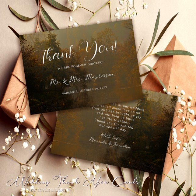 Tarjeta De Agradecimiento Elegante y moderno matrimonio rústico de otoño (Subido por el creador)