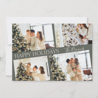 Tarjeta De Agradecimiento Elegante y moderno Navidad de Collage Verde Tarjet