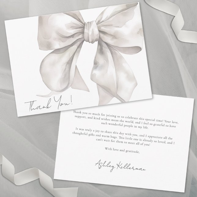 Tarjeta De Agradecimiento Elegante y personalizada Bow Gracias (Personalized Elegant Bow Thank You)