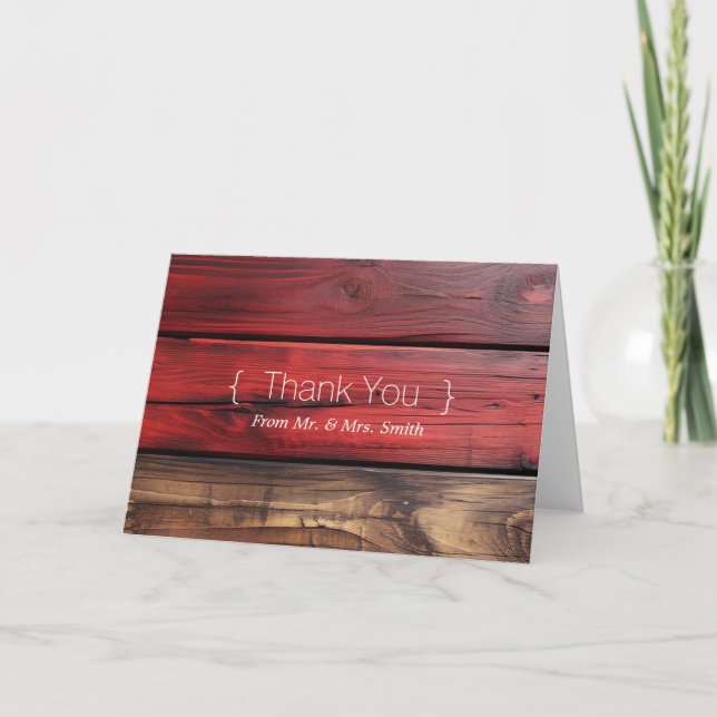 Tarjeta De Agradecimiento Elegante y personalizado Gracias Madera (Anverso)