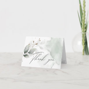 Tarjeta De Agradecimiento Elegante y rústica acuarela verde gracias