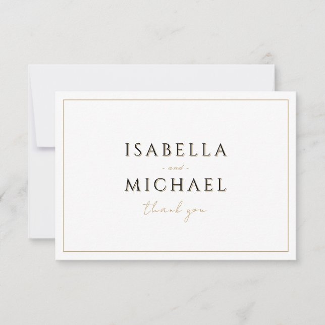 Tarjeta De Agradecimiento Elegante y simple Boda de estilo moderno Gracias (Anverso)