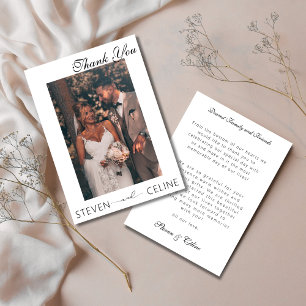 Tarjeta De Agradecimiento Elegante y simple boda de fotografía bohemia