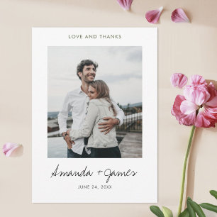 Tarjeta De Agradecimiento Elegante y simple Boda de fotografía de tipografía