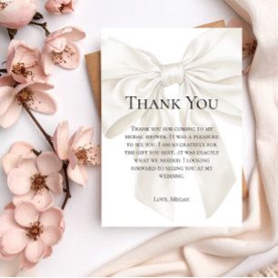 Tarjeta De Agradecimiento Elegante y simple ducha de bodas temática Bow