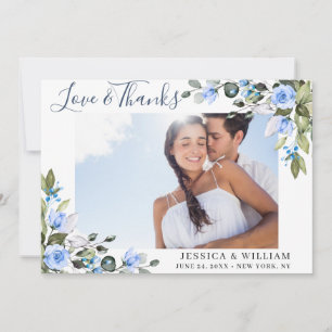Tarjeta De Agradecimiento Elegante y simple Eucalipto Rosas azules 4 FOTO