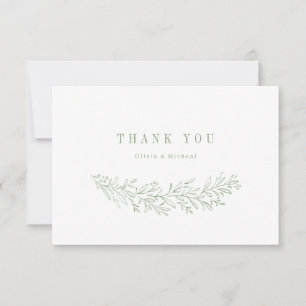 Tarjeta De Agradecimiento Elegante y simple sabio botánico verde