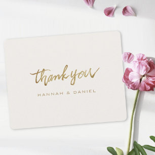 Tarjeta De Agradecimiento Elegante y simple tipografía moderna Boda oro