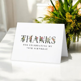 Tarjeta De Agradecimiento Elegante y simple Tropical 70 cumpleaños gracias