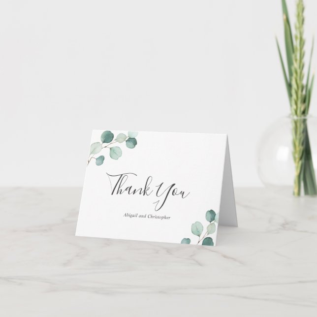 Tarjeta De Agradecimiento Elegante y simple vegetación Rústica Eucalipto Bod (Anverso)
