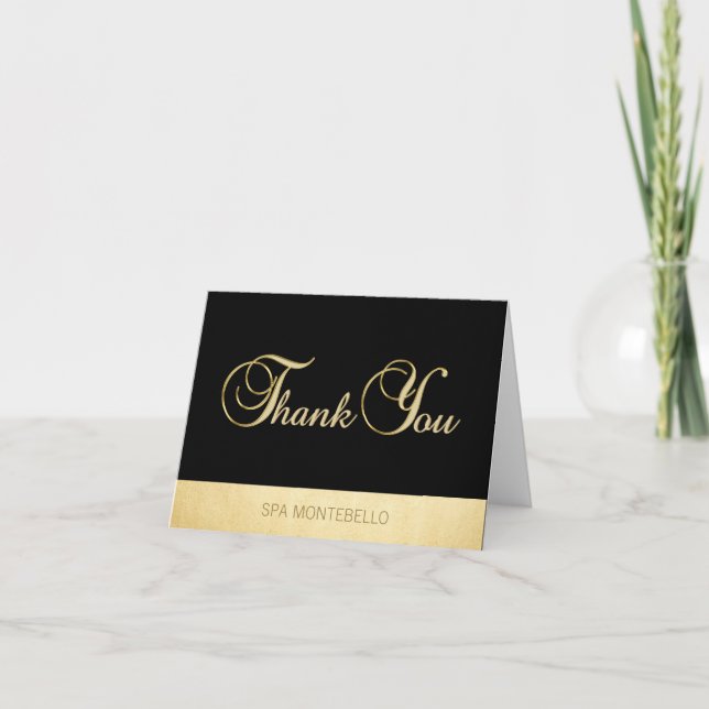 Tarjeta De Agradecimiento Elegante y único negocio de Relieve metalizado dor (Anverso)