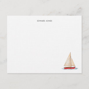 Tarjeta De Agradecimiento Elegante yate de velero en acuarela