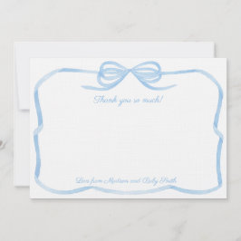 Tarjeta De Agradecimiento Elegantemente Azul Pálido Arco Niño Baby Shower Fo