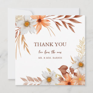 Tarjeta De Agradecimiento Elegantes acuarelas florecen del Boda de otoño