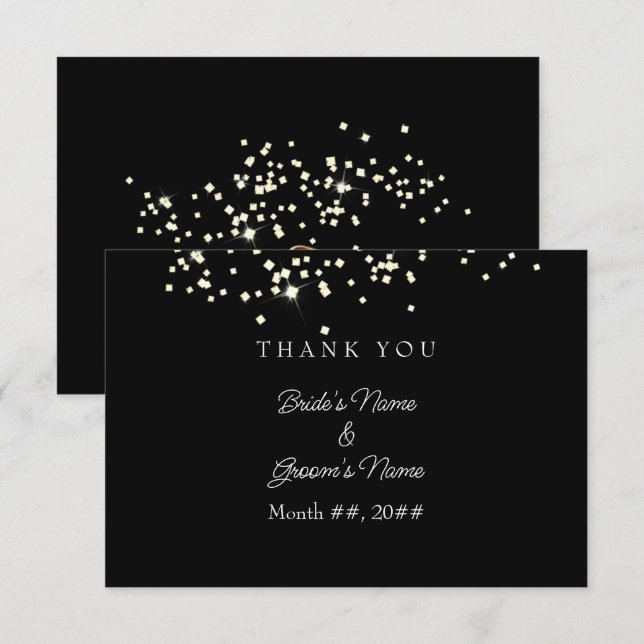 Tarjeta De Agradecimiento Elegantes Anillos Diamantes de imitación Boda Grac (Anverso / Reverso)