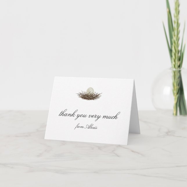Tarjeta De Agradecimiento Elegantes aves acuarelas Nest Gracias (Anverso)