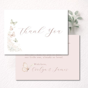 Tarjeta De Agradecimiento Elegantes Besos de Mariposa Baby Shower