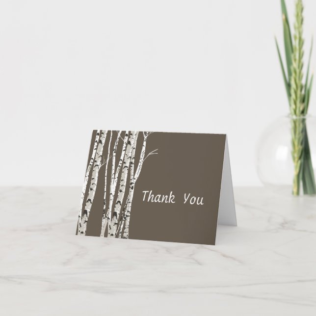 Tarjeta De Agradecimiento Elegantes Birch Trees Boda Gracias (Anverso)