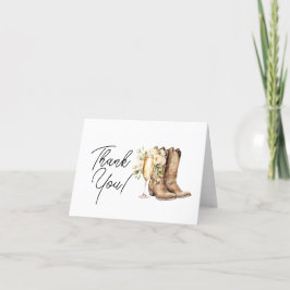 Tarjeta De Agradecimiento Elegantes botas y bridal shower burbujeante