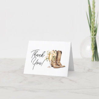 Tarjeta De Agradecimiento Elegantes botas y bridal shower burbujeante