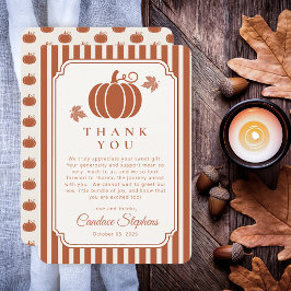 Tarjeta De Agradecimiento Elegantes Calabazas y Chupetes para Baby Shower de