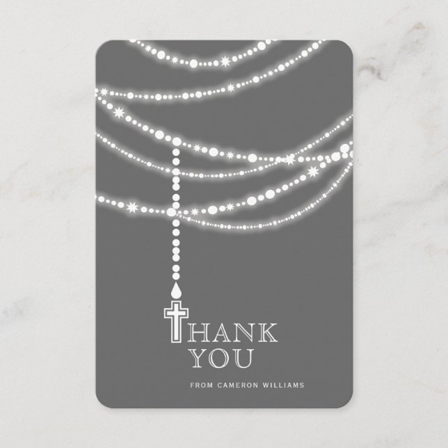 Tarjeta De Agradecimiento Elegantes Colas De Rosario Y Cruzando La Religiosi (Anverso)