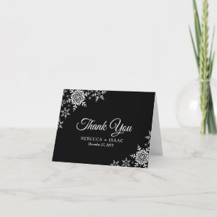 Tarjeta De Agradecimiento Elegantes copos de nieve con Boda negro