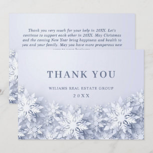 Tarjeta De Agradecimiento Elegantes copos de nieve Navidades corporativos de
