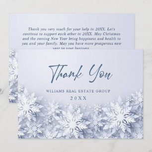 Tarjeta De Agradecimiento Elegantes copos de nieve Navidades corporativos de