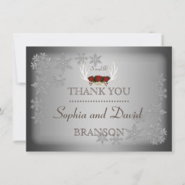 Tarjeta De Agradecimiento Elegantes Cuerno de Ciervo de Invierno Gris Tarjet