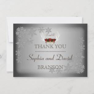 Tarjeta De Agradecimiento Elegantes Cuerno de Ciervo de Invierno Gris Tarjet