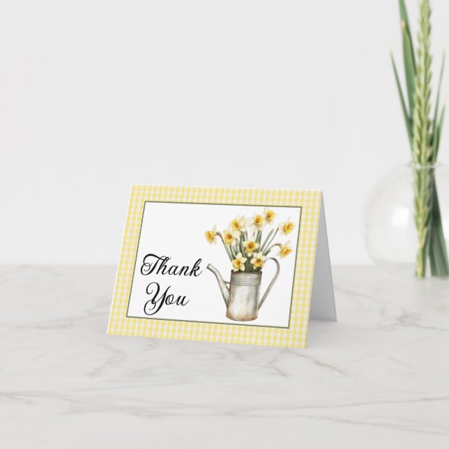 Tarjeta De Agradecimiento Elegantes Daffodils Amarillos Agua Floral Puede Cu (Anverso)