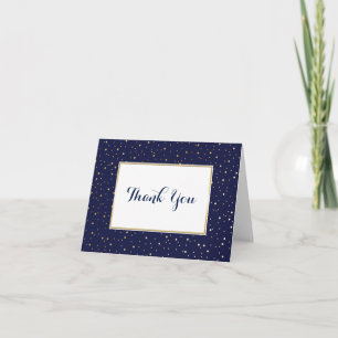 Tarjeta De Agradecimiento Elegantes Estrellas Titilantes Azul Medianoche Gra