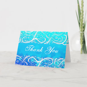 Tarjeta de agradecimiento Elegantes Flores Azules