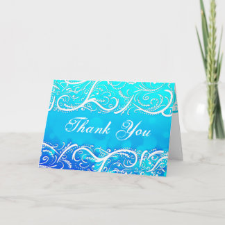 Tarjeta de agradecimiento Elegantes Flores Azules