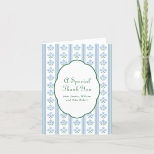 Tarjeta De Agradecimiento Elegantes flores azules Baby Shower Gracias