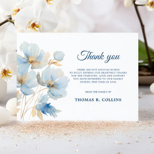 Tarjeta De Agradecimiento Elegantes Flores Azules Gracias Cartas Después Del