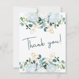 Tarjeta De Agradecimiento Elegantes flores blancas de eucalipto foto boda