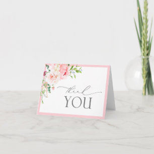Tarjeta De Agradecimiento Elegantes flores de jardín rosadas para baby showe