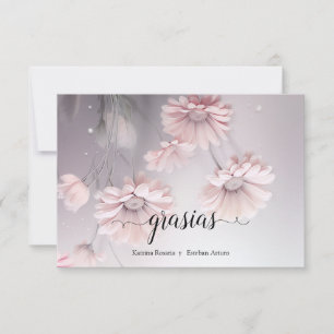 Tarjeta De Agradecimiento Elegantes flores de margarita rosa