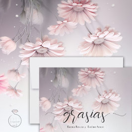Tarjeta De Agradecimiento Elegantes flores de margarita rosa 2