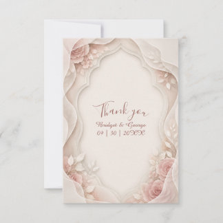 Tarjeta De Agradecimiento Elegantes flores en capas de rosa de Vellum para b