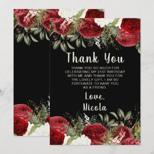Tarjeta De Agradecimiento Elegantes flores rojas de Navidad para fiesta de c