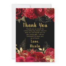 Elegantes flores rojas y doradas Sweet Sixteen