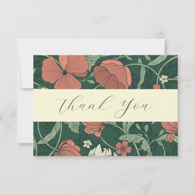 Tarjeta De Agradecimiento Elegantes flores y enredaderas (Anverso)